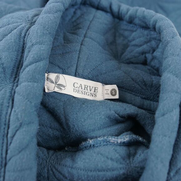 Carve Designs Quilted Milford Blue High Neck Tunic Sweater Thumbholes Womens S - Picture 3 of 9